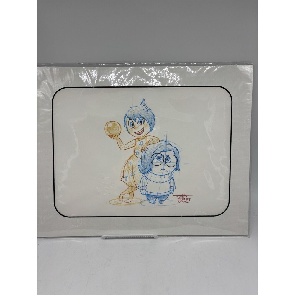 Disney Artist 11x14 Sketch Print Joy & Sadness Inside Out Pixar Jobias Signed